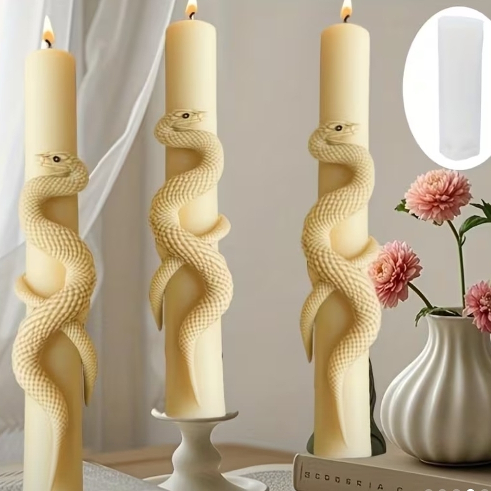 Snake Silicone Taper Candle Mold - Picture 2 of 2